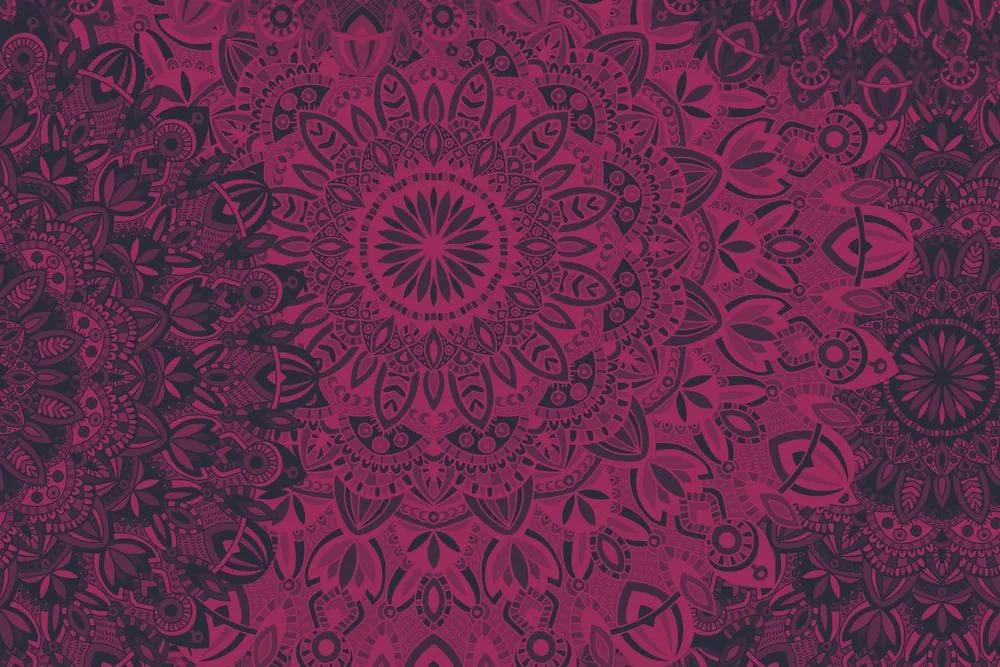 Tapeta moderná Mandala v čierno-ružovom prevedení