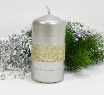 Vianočná sviečka Briliant valec šampaň 5x10 cm
