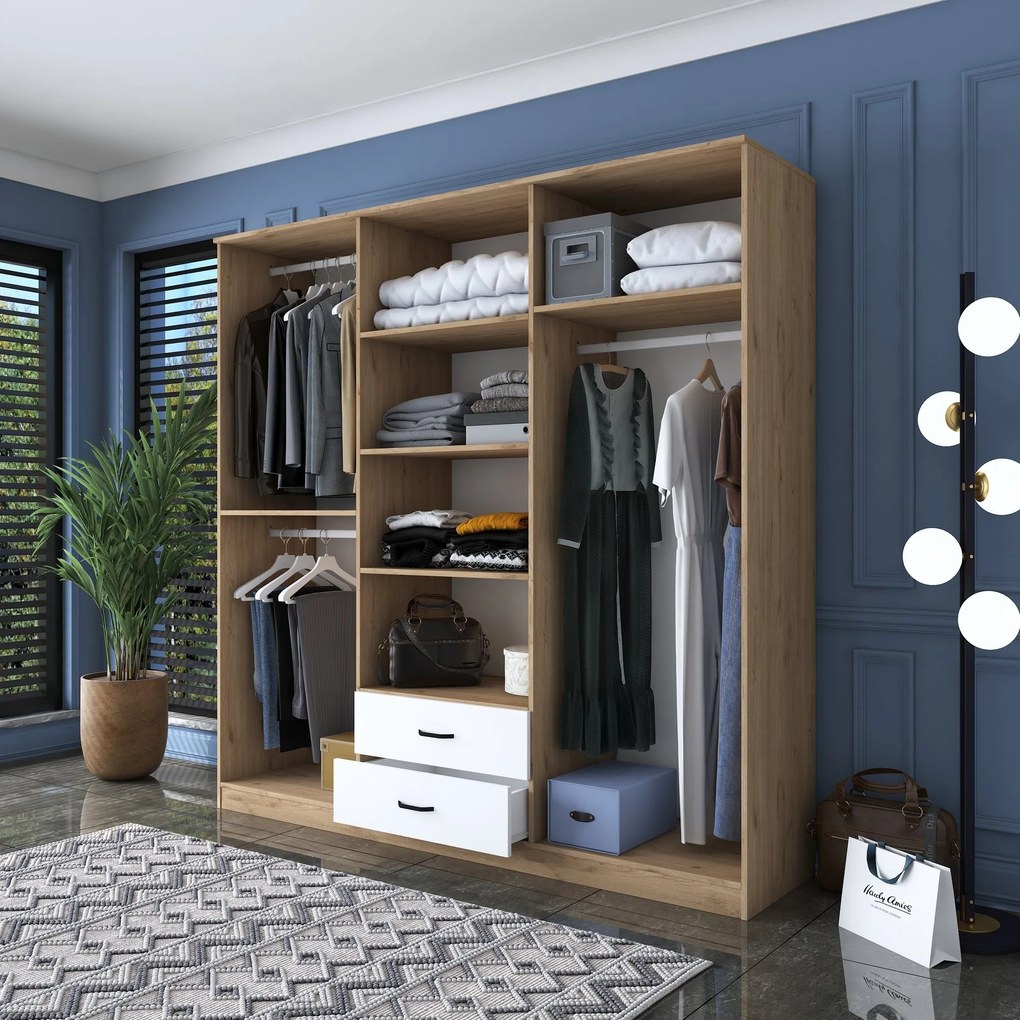 Šatníková skriňa BA 111 210 cm orech/biela