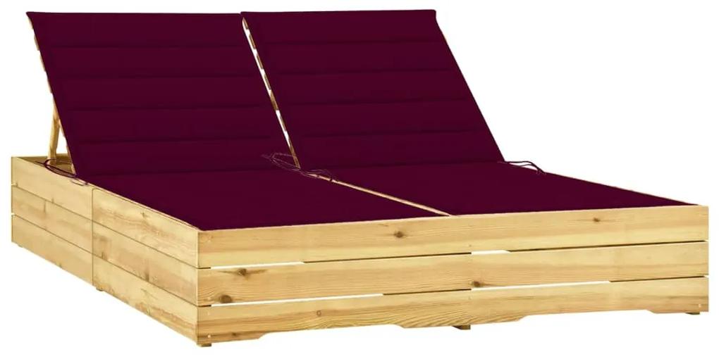 Dvojité ležadlo a vínovočervené podložky impregnované borovicové drevo