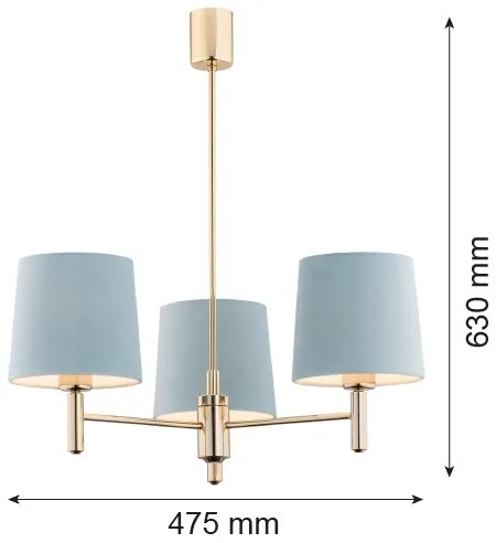 Argon 1484 - Luster na tyči PONTE 3xE27/15W/230V modrá/mosadz