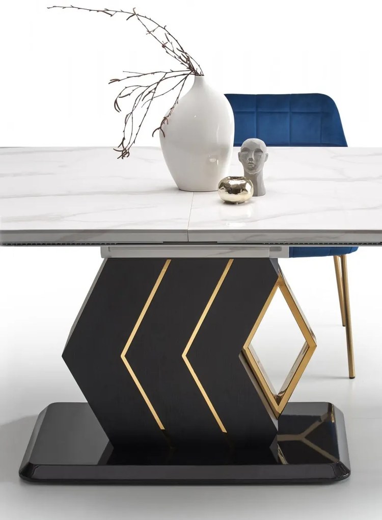 Rozkladací jedálenský stôl Vincenzo 160/200 cm biely mramor