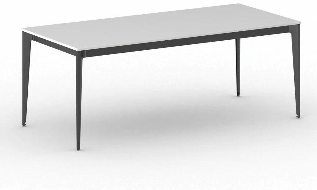 Kancelársky stôl PRIMO ACTION, čierna podnož, 2000 x 900 mm, biela