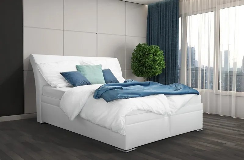 Posteľ Dezra 180x200 cm, biela ekokoža