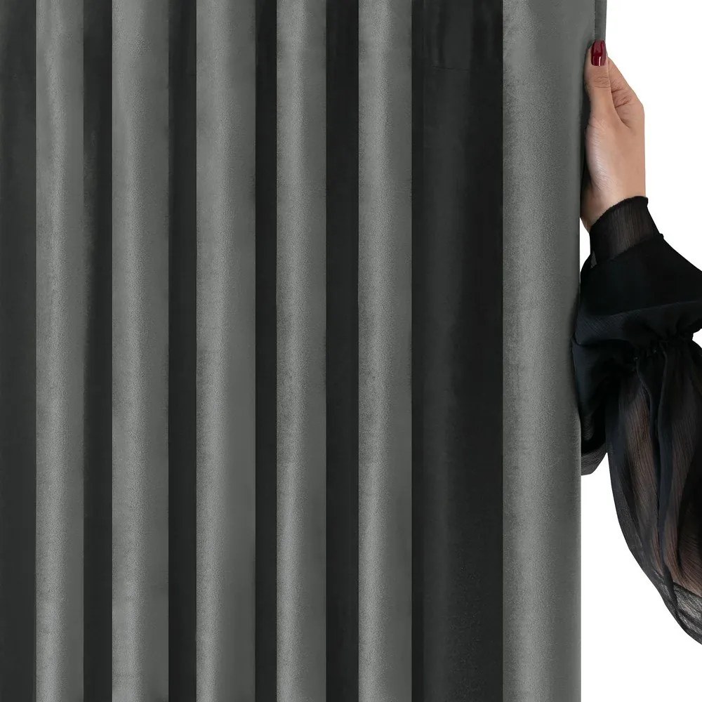 Tmavosivý zamatový dimout záves 530x175 cm Velto – Filumi