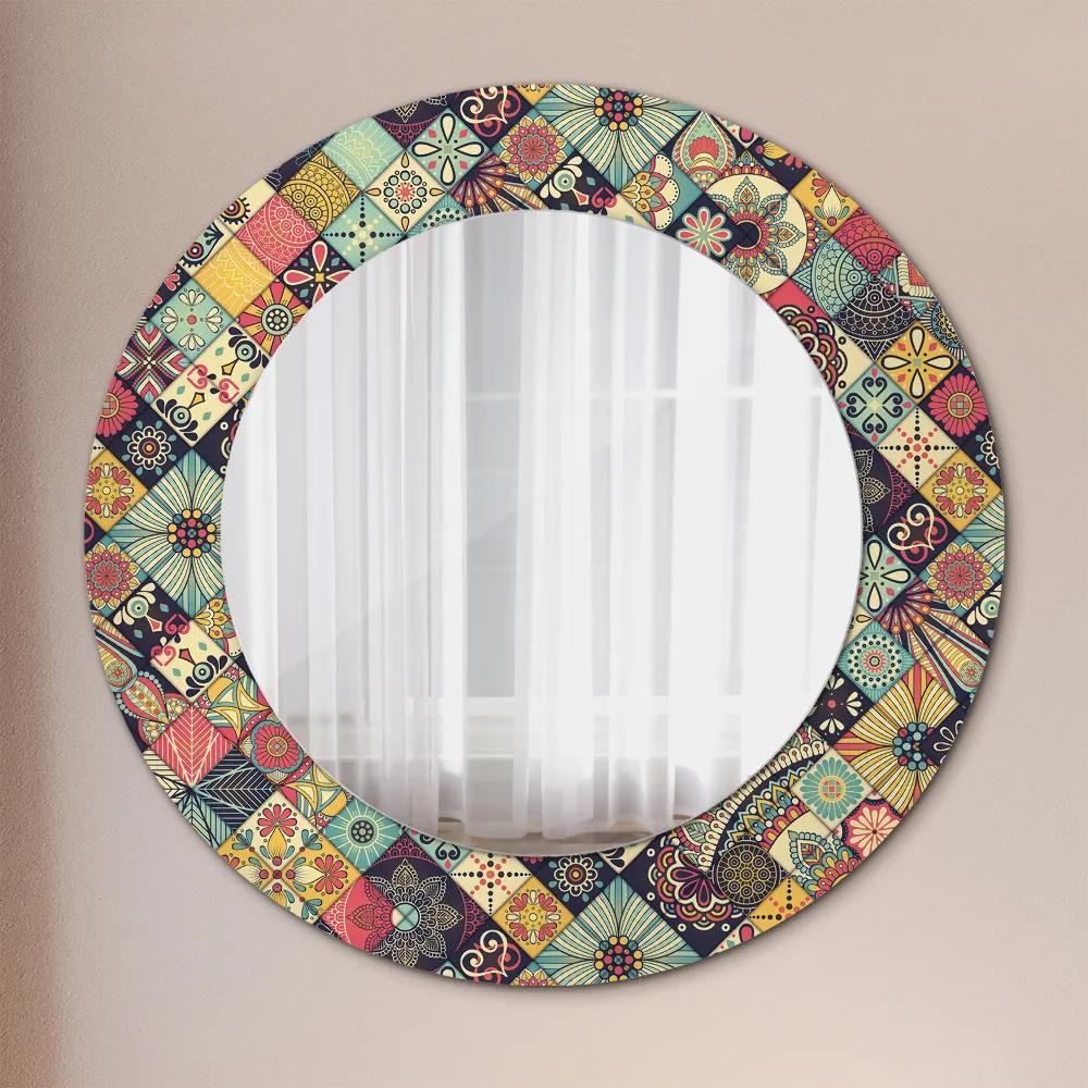 Okrúhle ozdobné zrkadlo Etnický kvetinový fi 50 cm