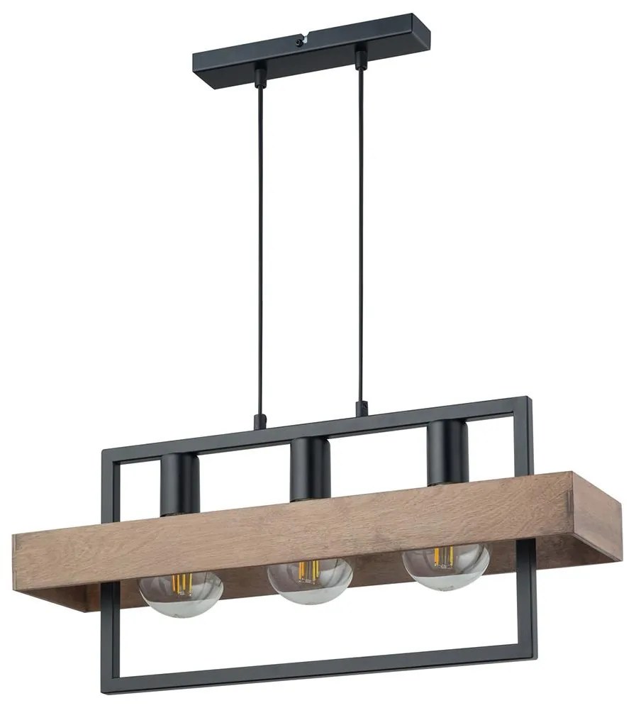 Luster na lanku ROBIN 3xE27/60W/230V drevo