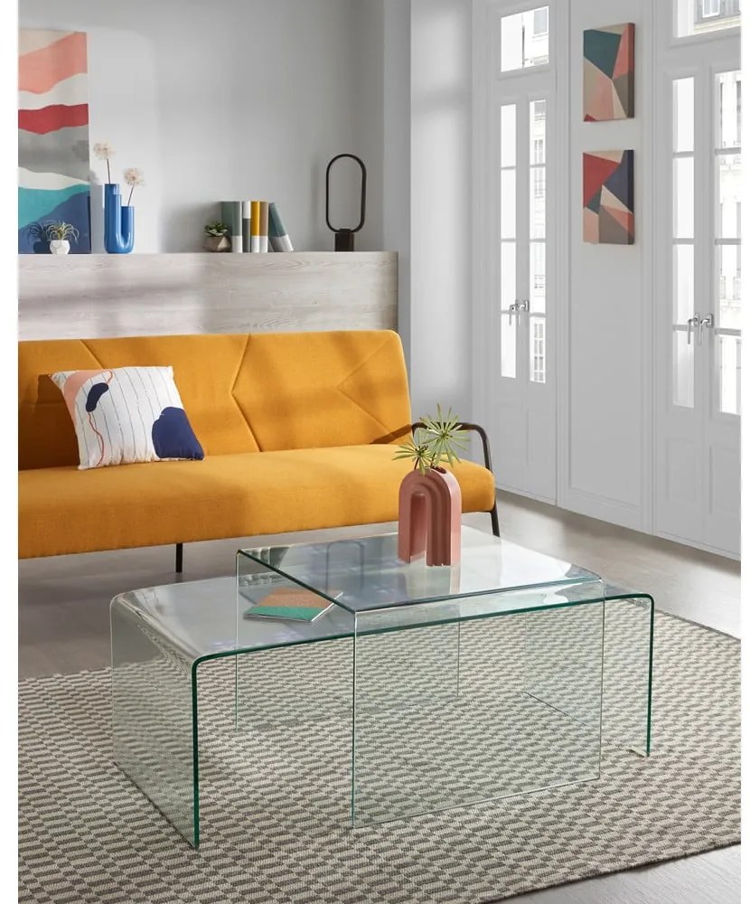 Sklenený konferenčný stolík 50x110 cm Burano – Kave Home