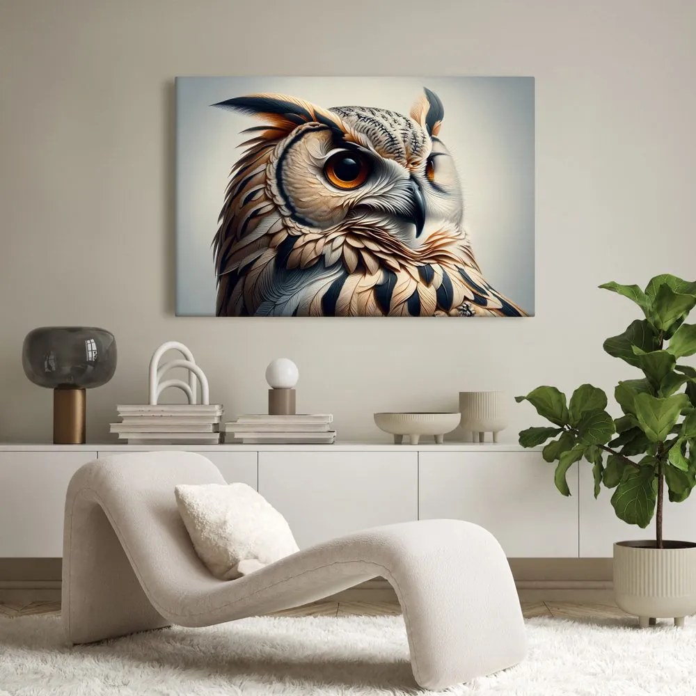 Obraz sova v teplých odtieňoch