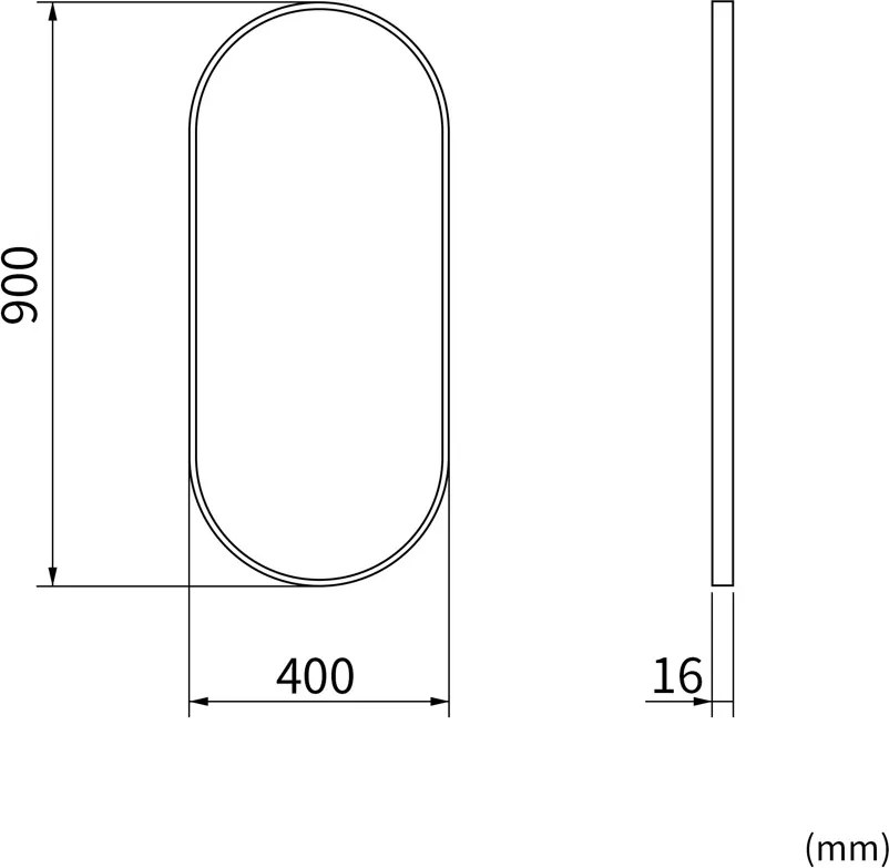 Erga Oval, oválne zrkadlo 40x90cm, zlatý rám, ERG-V01-OVAL-4090-GD