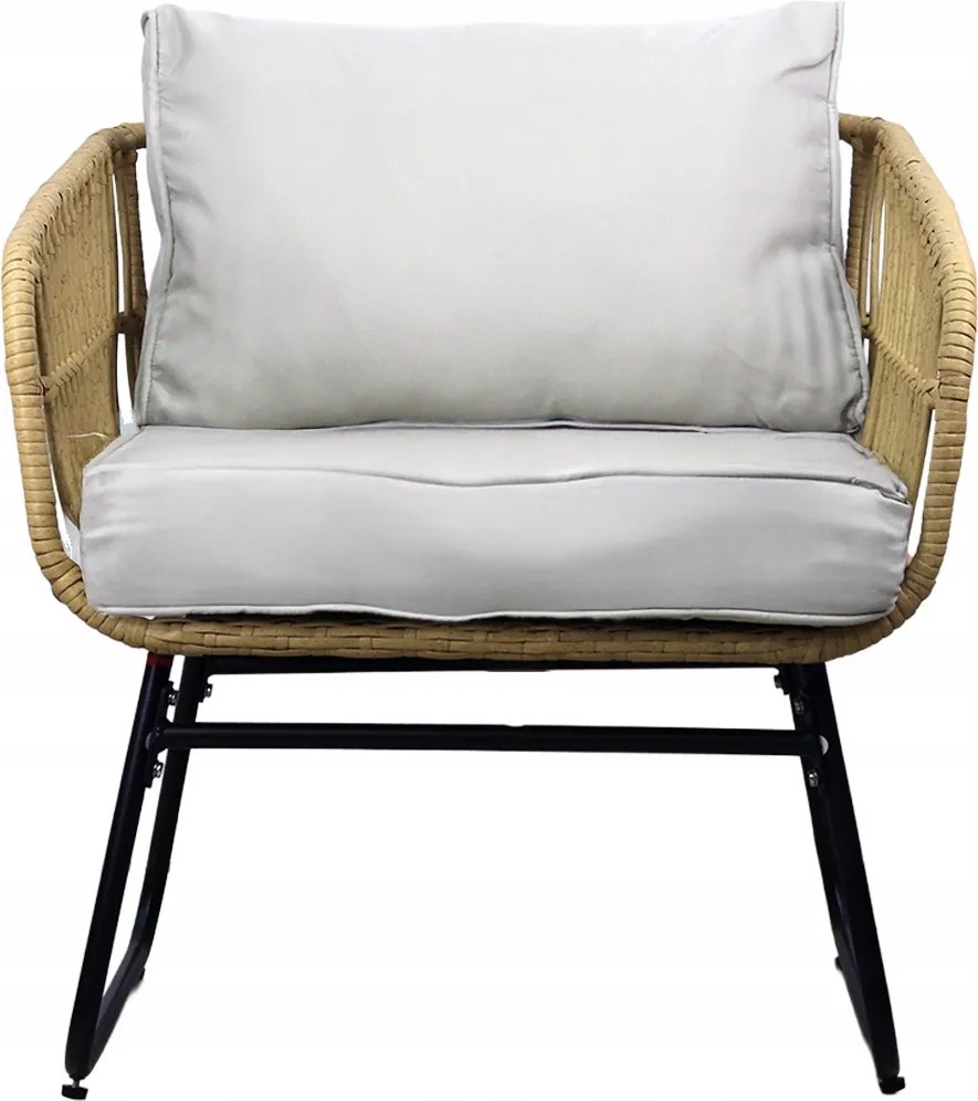 Garden Line ZÁHRADNÝ NÁBYTOK (SOFA, 2 STOLIČKY, 2 STOLY) - HNEDÁ, VANKÚŠE - ŠEDÁ *7534