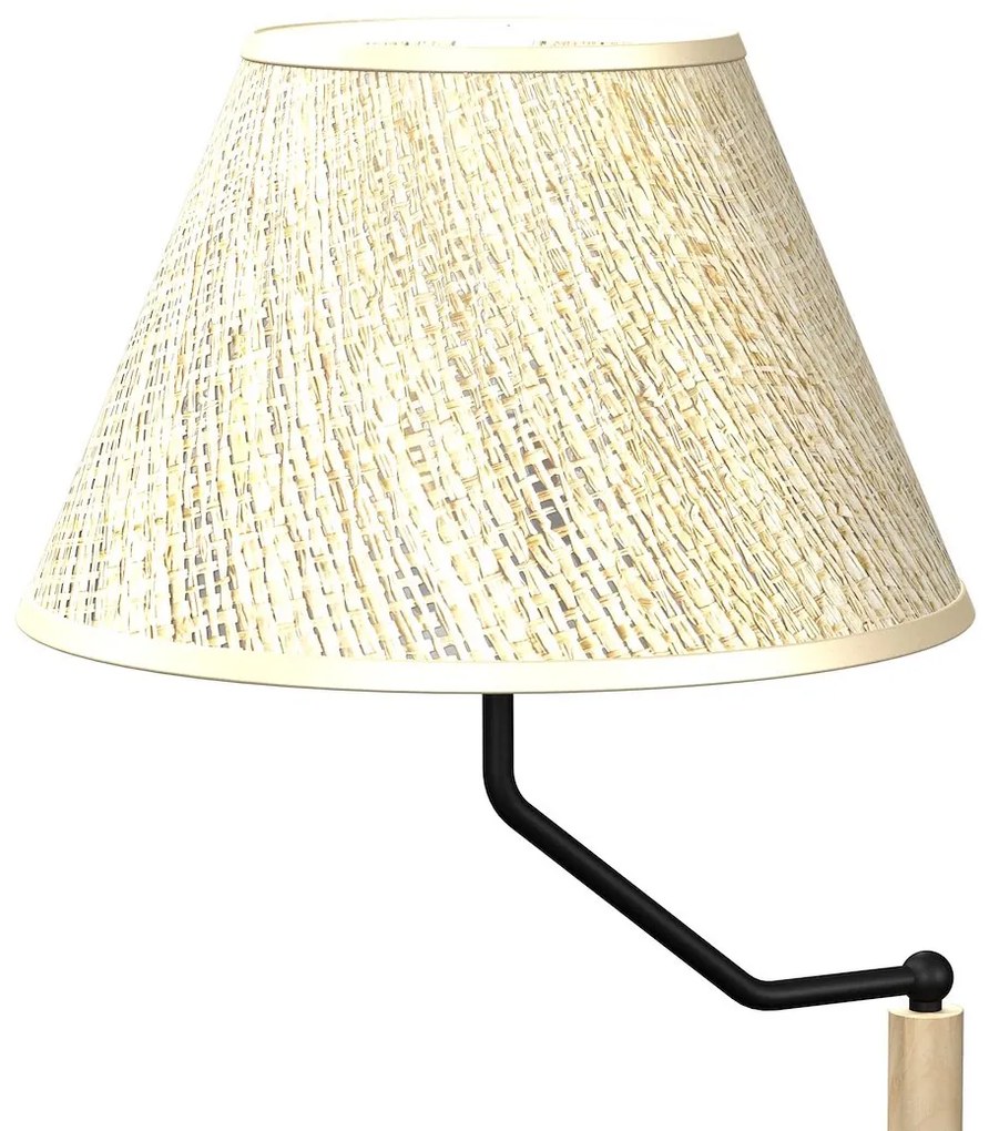 Stolná lampa Etna, 1x slonovinové ľanové tienidlo, b/drevo