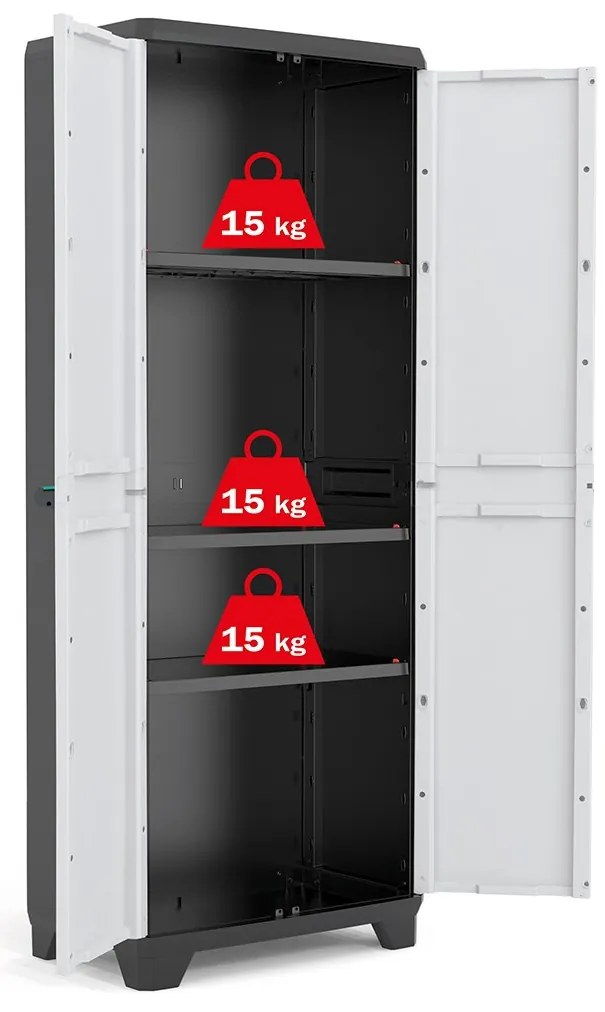 Plastová skriňa LINEAR, 3 police, 173x68x39 cm