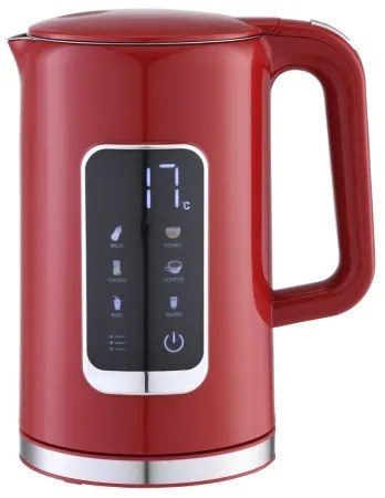 Rýchlovarná kanvica s LCD displejom 1,7 l 2200W/230V červená + cest.hrnek 450 ml