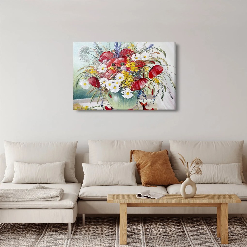 Obraz vázy s divokými kvetmi (90x60 cm)