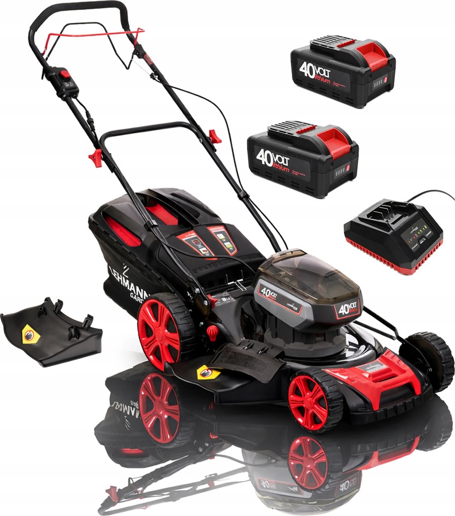 Akumulátorová Kosačka Na Trávu Indukčný Motor 46 CM 2X Akumulátor 8AH Tichá 60 L