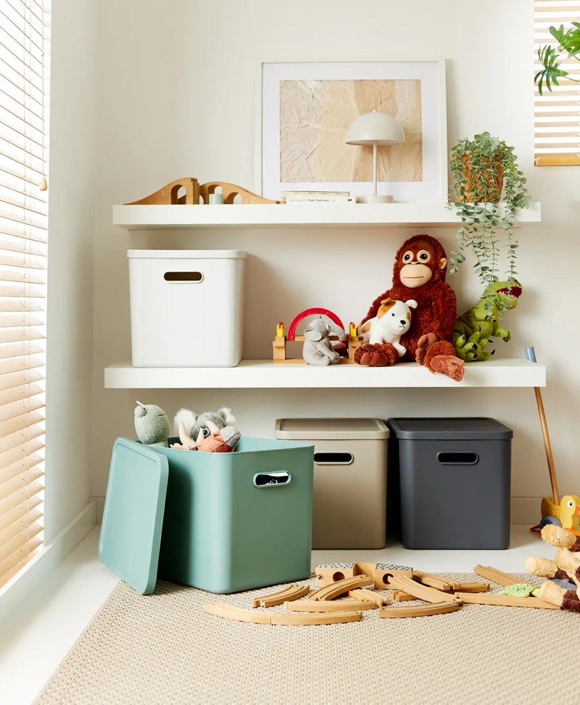 Rotho Úložný box, rovný s vekom, 27l, matne biela ALBU LIGHT, 37x29x30