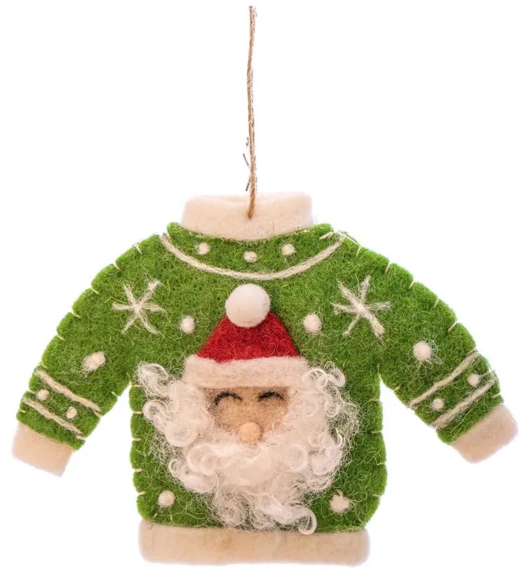 Textilná ručne vyrobená vianočná ozdoba 12 cm Santa Jumper – Sass &amp; Belle