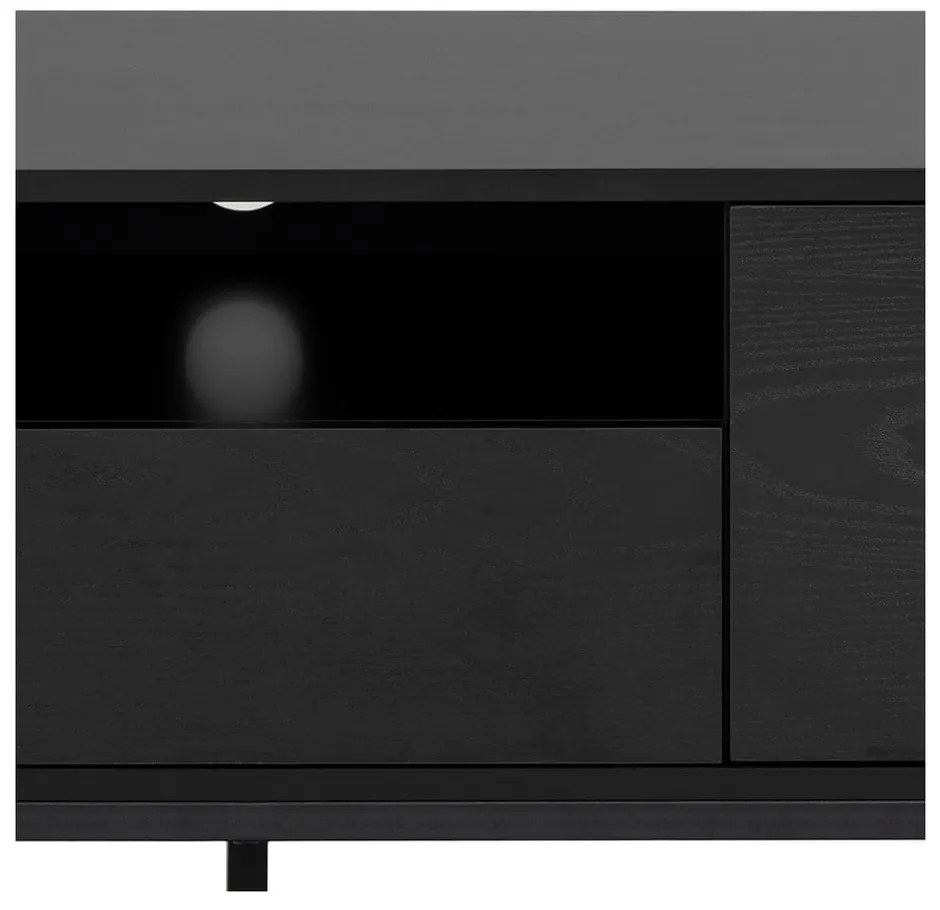 Čierny TV stolík v dekore jaseňa 140x45 cm Seaford – Actona