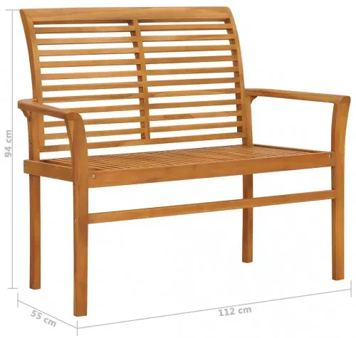 vidaXL Záhradná lavička a sivohnedá podložka 112 cm teakový masív-