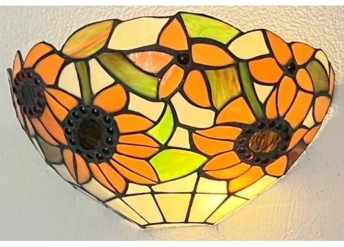 Tiffany nástenná lampa vitážová Prezent SUNFLOWER 31*15