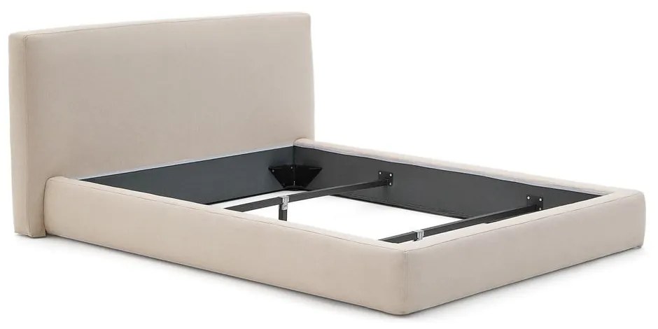 Béžová čalúnená dvojlôžková posteľ bez roštu 160x200 cm Blok – Kave Home