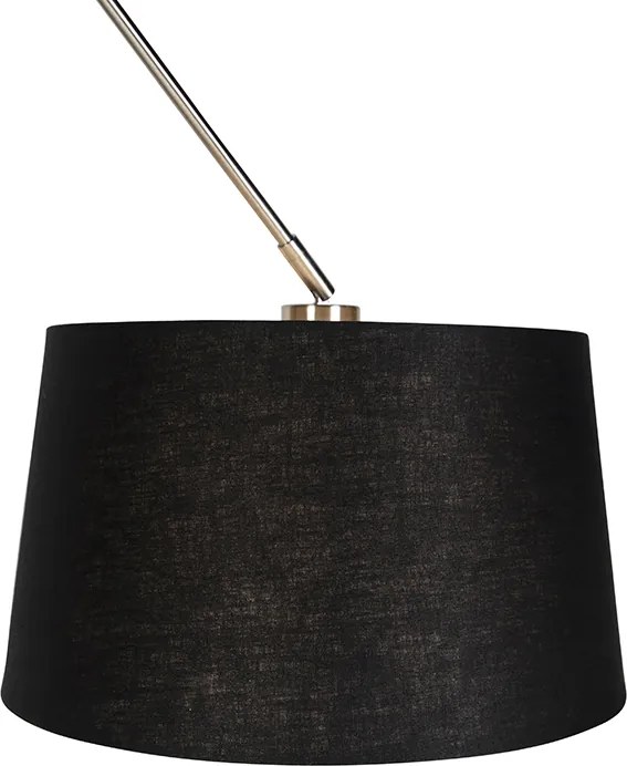 Osvetlenie na závesenie z ocele s čiernym ľanovým tienidlom 35 cm - Blitz
