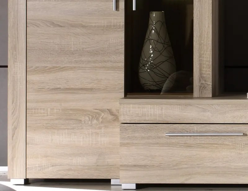 Obývacia stena Boom, dub sonoma, s osvetlením