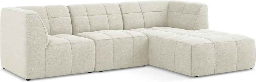 Béžová rohová pohovka z textílie buklé (pravý roh/s leňoškou) Aloha – Makamii