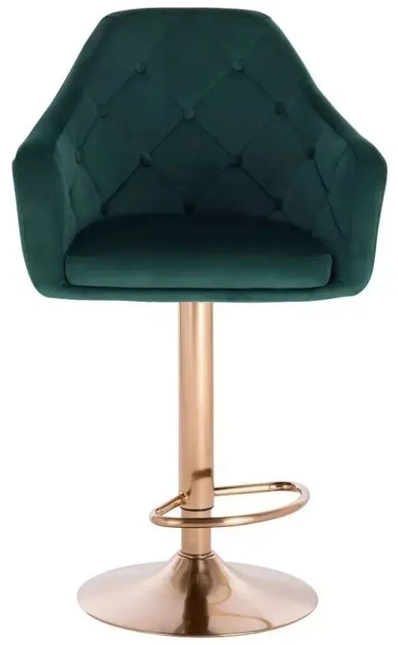 LuxuryForm DESIGN Barová stolička ANDORA VELUR na zlatom tanieri - zelená