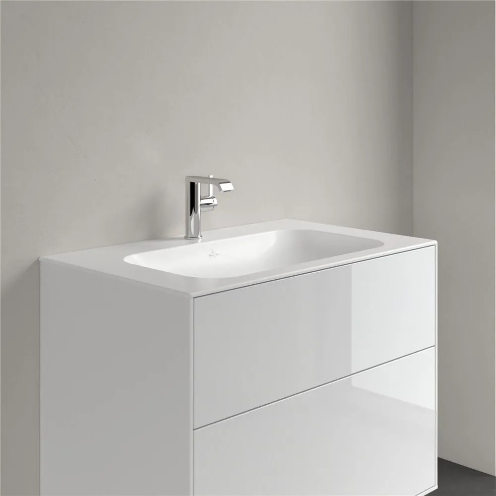 VILLEROY &amp; BOCH Finion umývadlo na skrinku s otvorom, bez prepadu, 800 x 500 mm, Stone White, s povrchom CeramicPlus, 416481RW