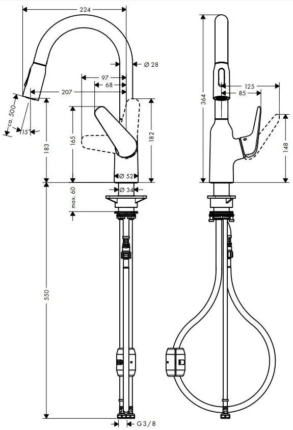 Hansgrohe Focus M42, drezová batéria M429-H180 ECO, s výsuvnou spŕškou, chrómová, HAN-71862000