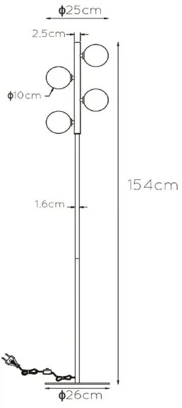 Lucide 45774/04/02 - Stojacia lampa TYCHO 4xG9/28W/230V zlatá