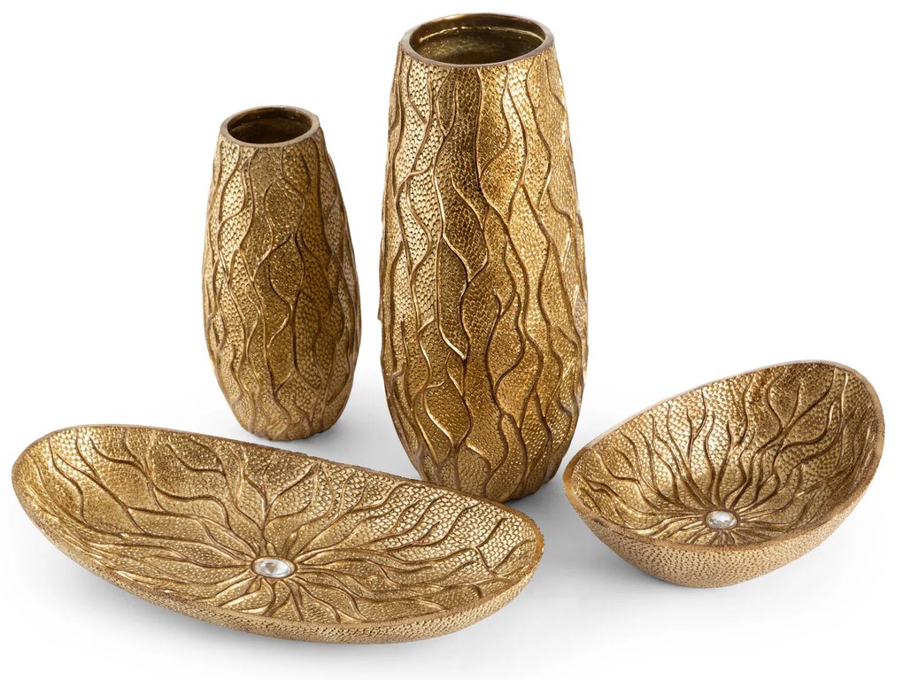 DEKORAČNÝ KERAMICKÝ PODNOS KIARA (01) 38X18X6 CM ZLATÝ