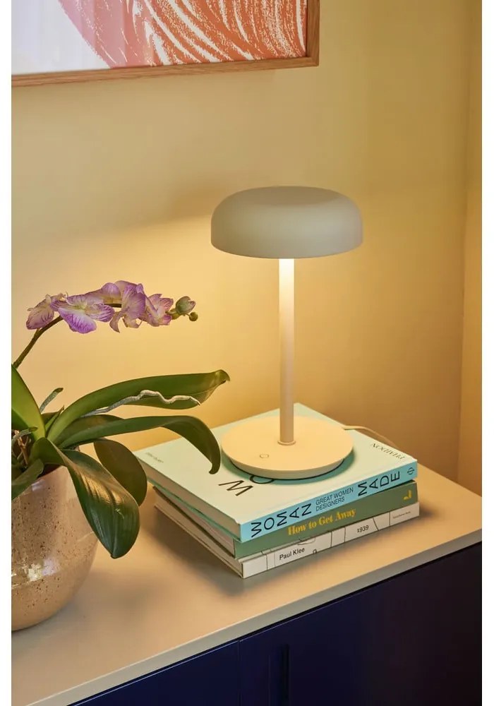 Krémová LED stmievateľná stolová lampa (výška 37 cm) Velo – Hübsch