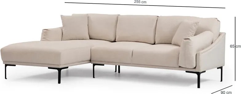 Svetlobéžová rohová pohovka Artie Leo, ľavý roh