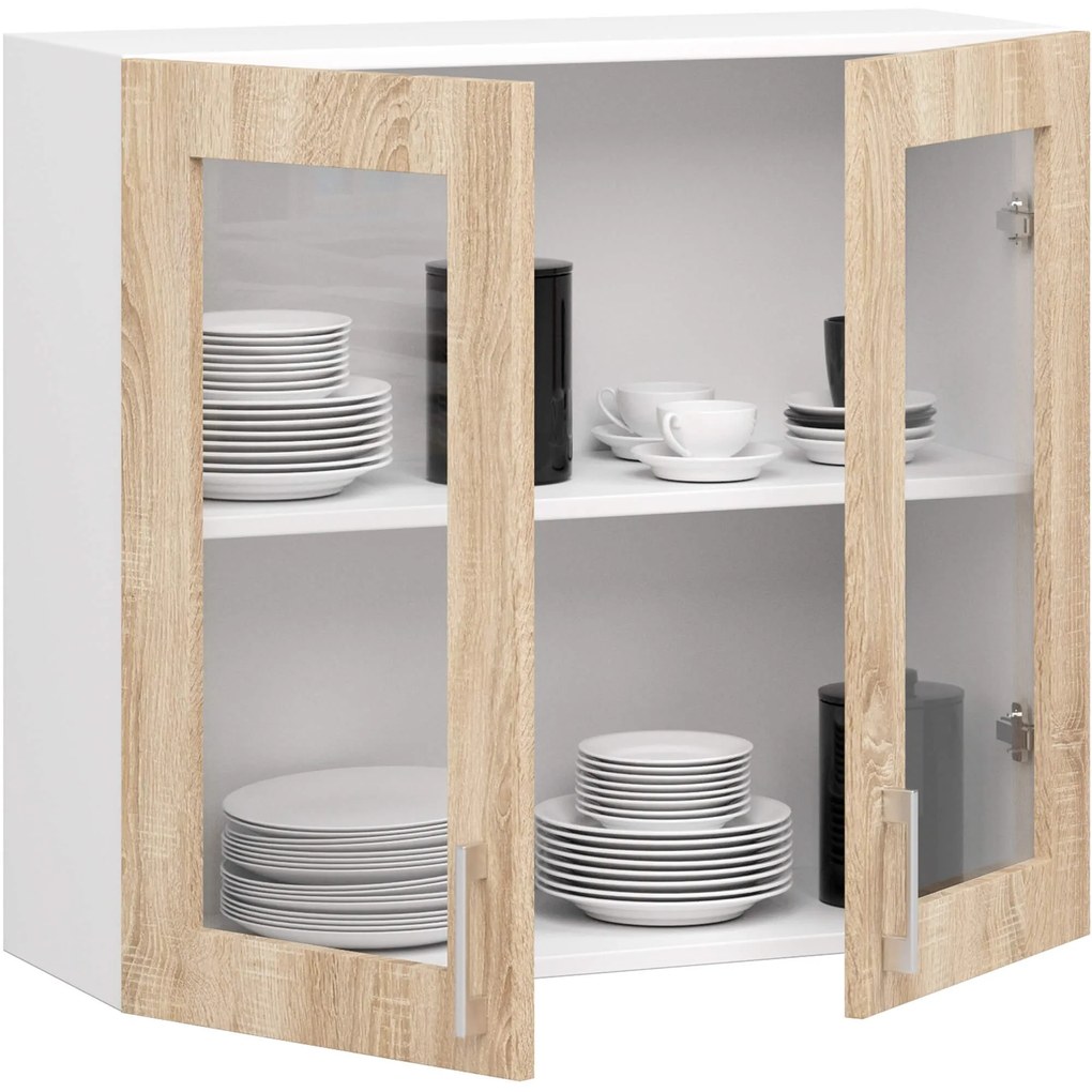 Kuchyňská závěsná skříňka ARTUS LIMA W80 H720 bílá/dub sonoma