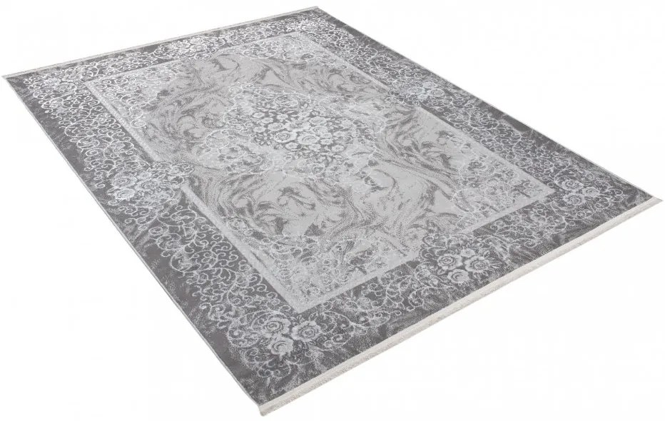 Moderný bielo-sivý dizajnový interiérový koberec so vzorom Šírka: 80 cm | Dĺžka: 150 cm