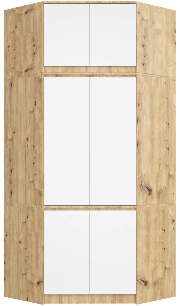 Nástavec na rohovú šatníkovú skriňu CLP 100 cm dub artisan/biely