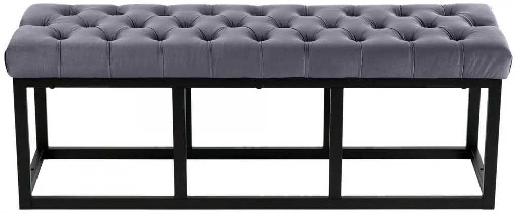 Lavica Polson - zamat, čierny rám 120 cm - Sivá