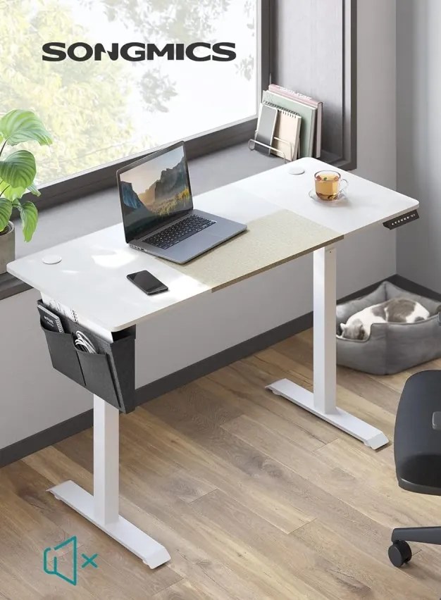 Písací stôl Paradis 140 cm výškovo nastaviteľný biely