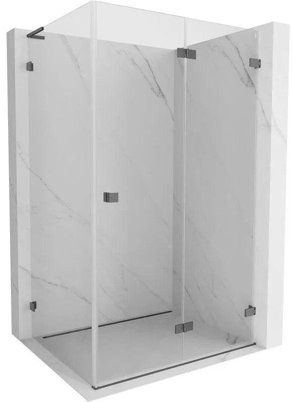 Mexen Lunar-F L, 1-krídlový sprchový kút so skladacími dverami, pravý, 100 x 90 cm, 8mm číre sklo, grafitový profil, 836L-100-090-66-00-P