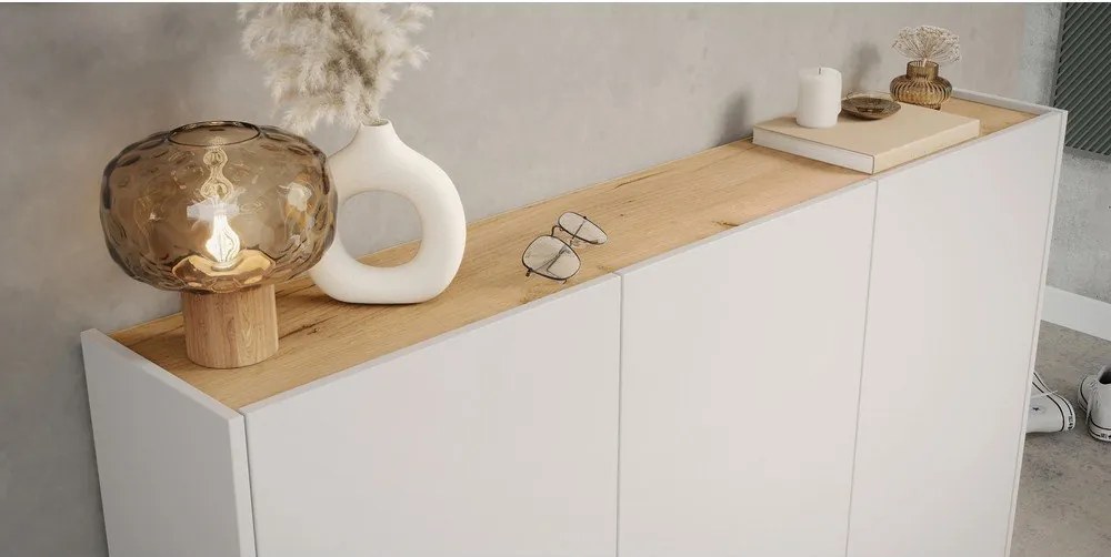 Krémová skrinka v dekore duba 138x105x25 cm Libbiano – Germania