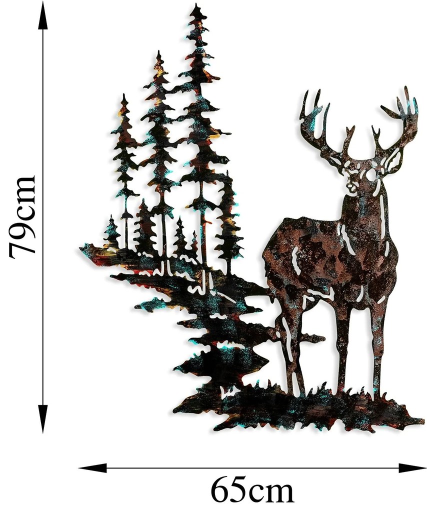 Nástenná kovová dekorácia Jeleň viacfarebná