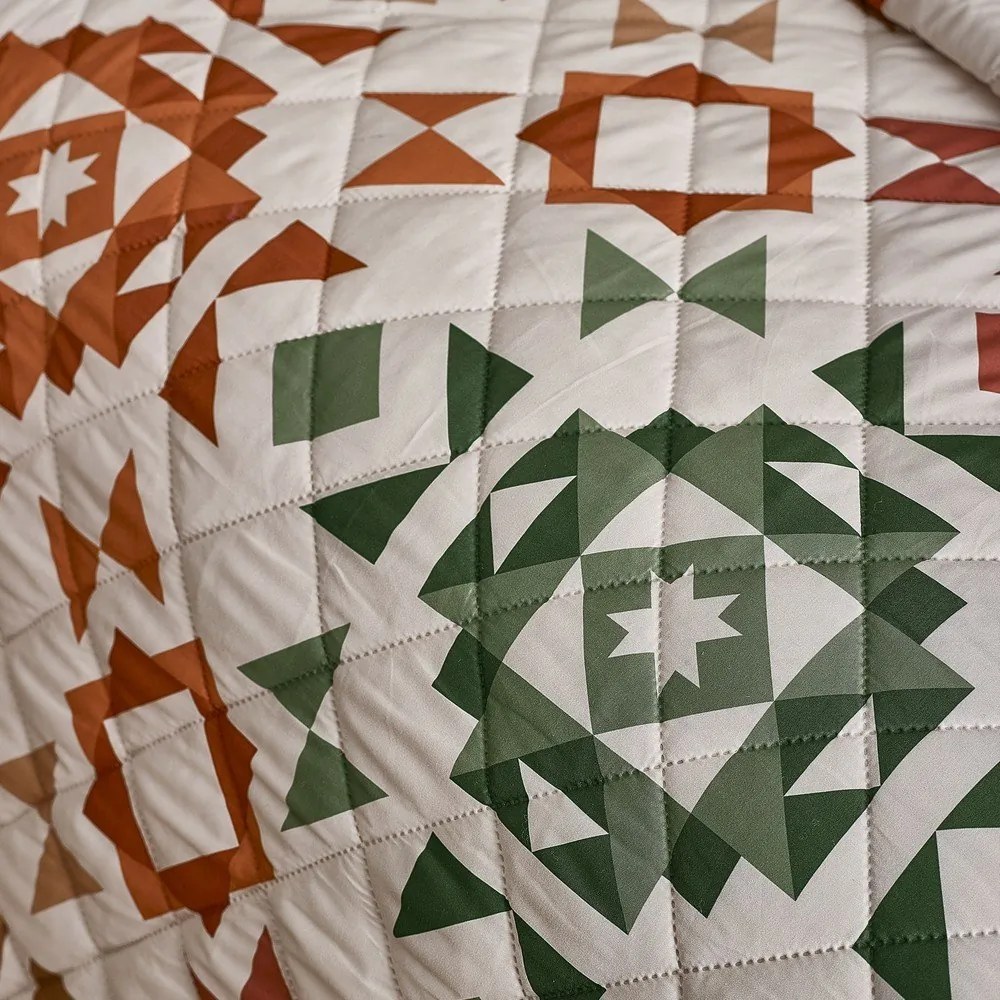 Béžový prešívaný pléd 220x230 cm Autumn Patchwork Geo – Catherine Lansfield