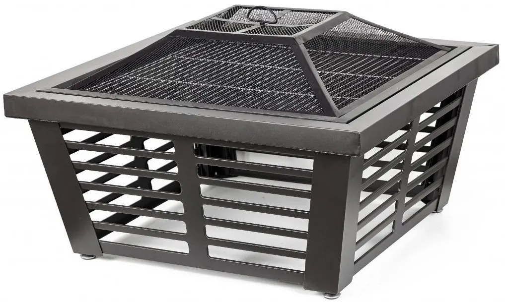 Záhradný krb s roštom a pohrabáčom BestBerg OH-91 / oceľ / sivá