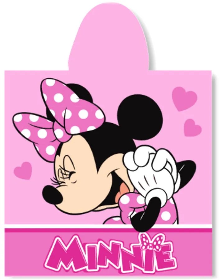 Kúpacie pončo - osuška s kapucňou Minnie Mouse - Disney - vyrobené z mikrovlákna - 100 x 50 cm