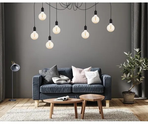 Luster na lanku MIROS 7xE27/60W/230V pavúk čierna