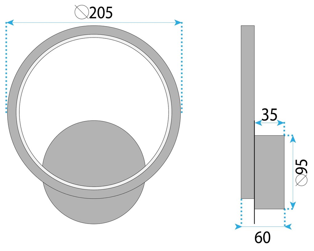 Toolight Toolight, LED nástenné svietidlo 20cm, 10W, 3000K, LHJ081-W, čierna matná, OSW-50060