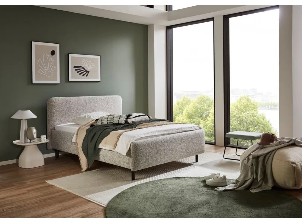 Béžová čalúnená dvojlôžková posteľ bez roštu 180x200 cm Primo – Meise Möbel